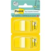 Post-it Flags, 50/Dispenser, 2 Dispensers/Pack, 1 in Wide, Yellow (680-YW2) | Removable Page Markers for Planners, Journals, and Calendars