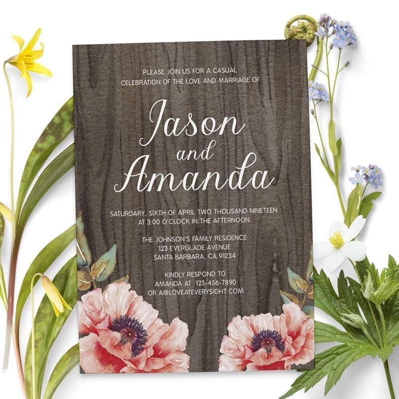 Amazon.com: Rustic Custom Elopement Reception Invitation Cards ...