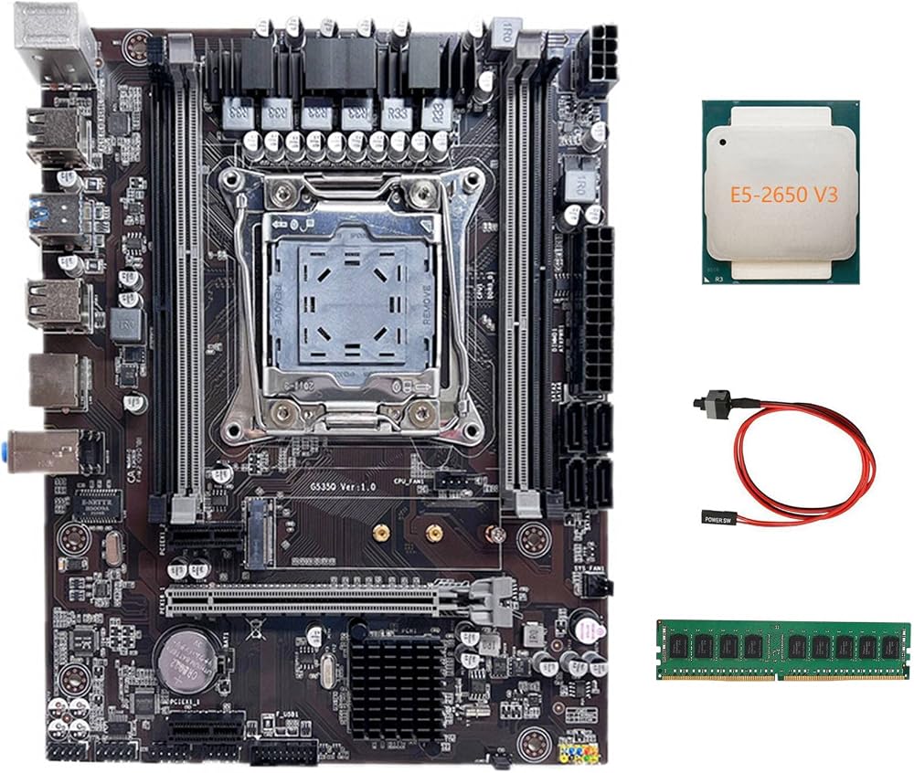 Oikabio X99 Motherboard LGA2011-3 E5 2650 V3 CPU DDR4 4GB RAM Kit