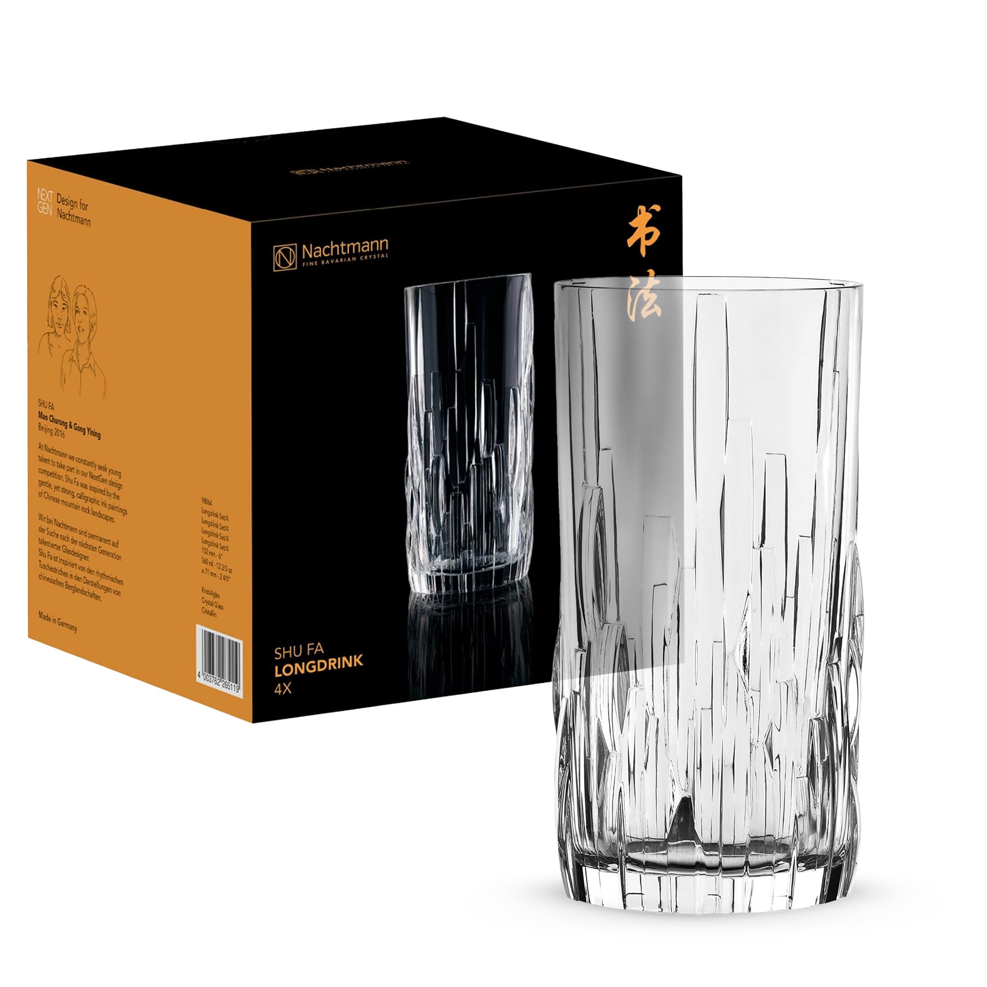 Nachtmann Highball Glasses, Set of 4, Crystal, 360 ml, Shu Fa, 98064
