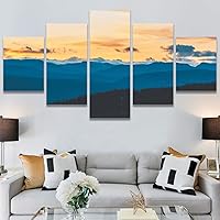 SIGNWIN 5 Panel Canvas Wall Art Orange Sunset for Home Decorations Ready to Hang - 60