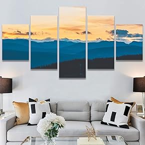 SIGNWIN 5 Panel Canvas Wall Art Orange Sunset...