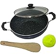Induction Base Non-Stick Kadai with Glass Lid Non Stick Frying Wok Flat Bottom, Non Stick All Purpose Pan, Non-Stick Aluminium Kadhai Deep Fry Pan Non Stick 2.2 litre