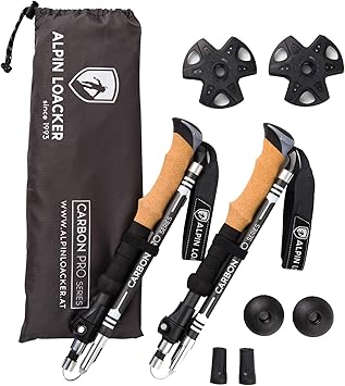 Amazon Alpin Loacker ヨーロッパ発 トレッキングポール カーボン 折りたたみ コルクグリップ 2本セット 軽量 登山 ストック ステッキ ポール アルピンロッカー ロング Alpin Loacker トレッキングポール