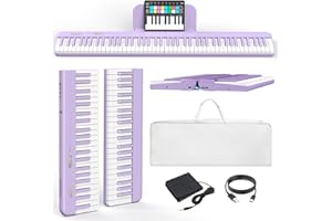 AiJoy Piano Keyboard 88 Keys with Magnetic Connection | for Beginners, Girls Gifts | Portable Foldable Electric Piano Keyboard, Lightweight Purple Keys, Sustain Pedal, Piano Bag(ASP-10M)