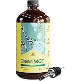 LevelUp Clean MCT Oil - 100% Caprylic C8 for Energy, Focus, Gut Health, Brain Superfuel - Keto Supplement for Ketogenic Coffee and Ketones - Non-GMO (32 oz Glass Bottle)