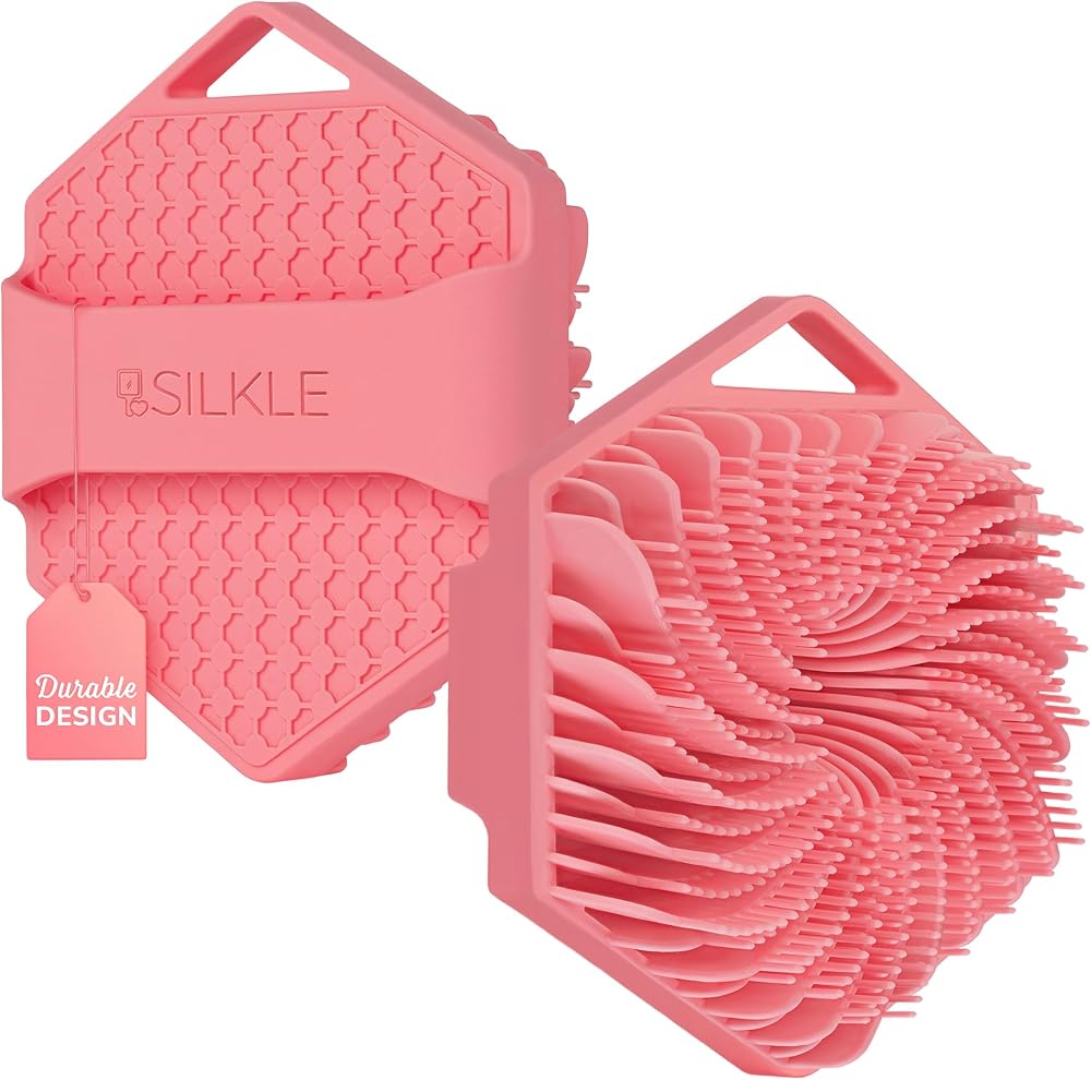 SILKLE Silicone Body Scrubber Exfoliator, Shower Scrubber & Silicone Loofah | Exfoliating Body Scrubber, Non-Slip Grip - Sili