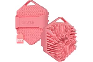 SILKLE Silicone Body Scrubber - Exfoliating Bath Brush and Skin Cleanser - Shower Sponge for Gentle Body Scrub and Wash - Silicone Scrubbing Care Tool for a Refreshed and Renewed You - Pink