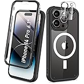 BANLEA Compatible with iPhone 14 Pro Case, Built-in Screen Protector, with Camera Lens Protector, [Compatible with MagSafe] Full Body Phone Case, Magnetic Protective Cover for 14Pro 6.1" (Black)