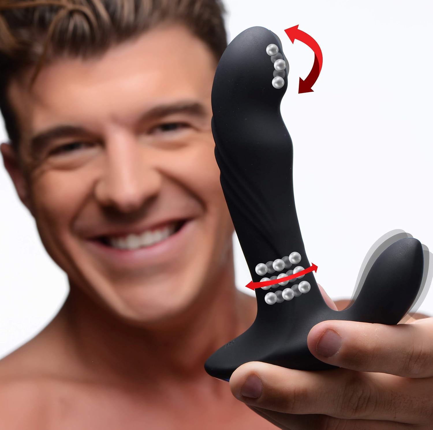 XR Brands 17X P-TRIGASM 3-in-1 Silicone Prostate Stimulator - Black