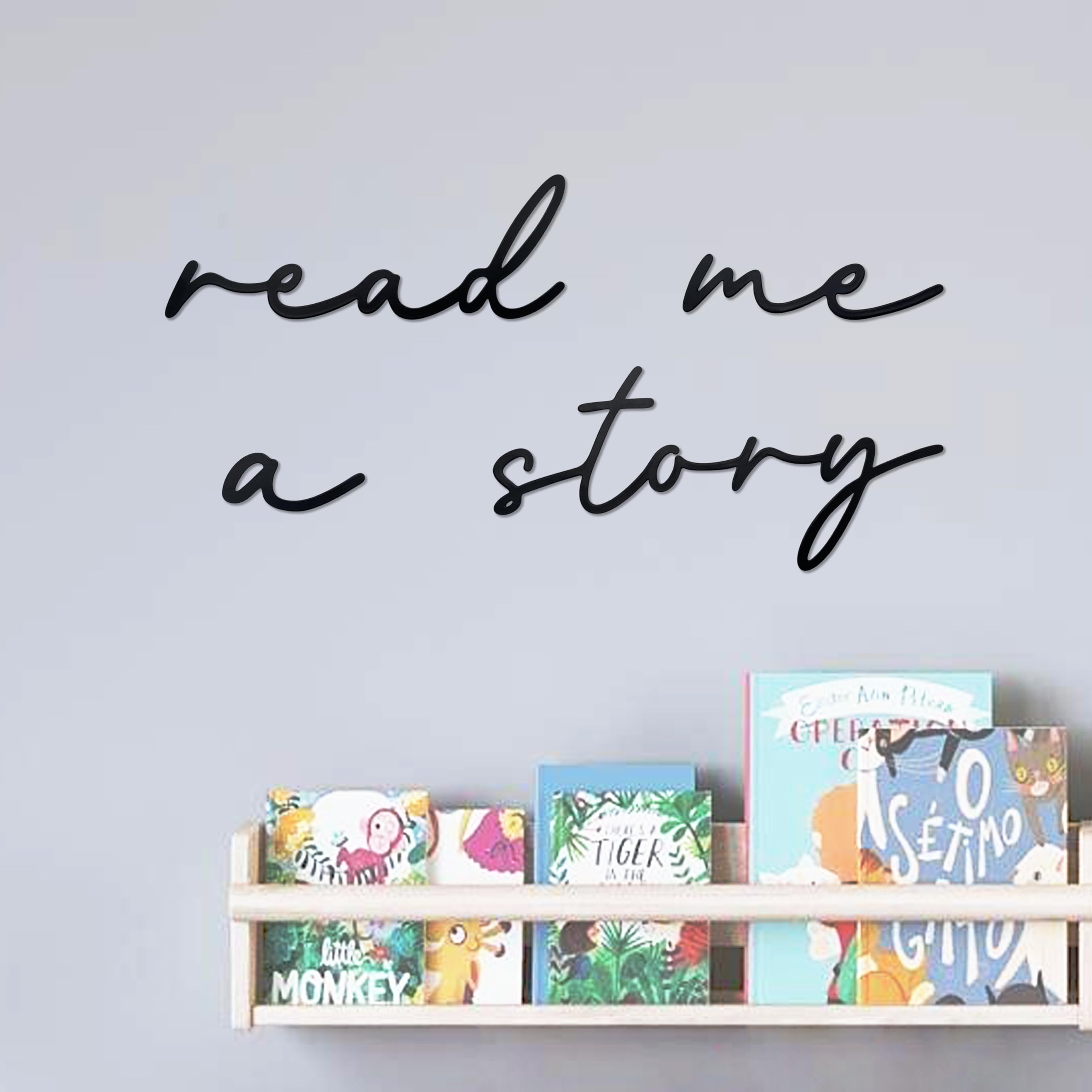 Photo 1 of Read Me A Story Metal Sign Metal Nursery Wall Decor Words Wall Art Hanging for Reading Nook Classroom Familiy Bookshelf Great Gift Choose for Kids Toddlers Boy Girl