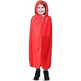 Skeleteen Red Velvet Hooded Cape - Kids Long Velour Vampire and Superhero Halloween Costume Cloak with Hood for Boys and Girls