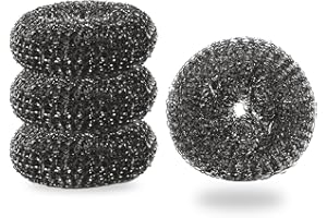 ESIE HOUZIE Heavy-Duty Stainless Steel Wool Barbecue Grill Cleaning Scrubber Pads, Replacement Steel Wool Brush Head for Grill Brush, 4 Pack