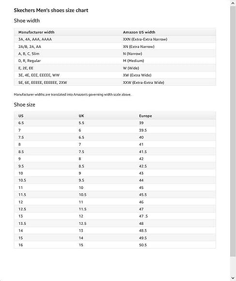skechers width guide