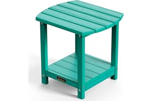 Ciokea Adirondack Outdoor Side Table, 2-Tier Sturdy Patio End Table Weather Resistant, Morden Side Table for Patio, Pool, Porch, Lake Blue