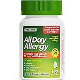 ValuMeds 24-Hour Allergy Medicine Antihistamine for Pollen, Hay Fever, Dry, Itchy Eyes, Allergies | Cetirizine HCl 10mg Caplets, Compare to Leading Brand (100 Count)