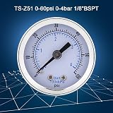 Hilitand 1/8" BSPT Dual Scale Pressure Gauge 0-60psi 0-4bar Water Air Oil view 7