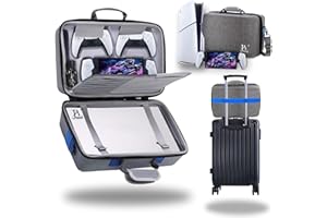 JAMINI Carrying Case for PS5 Slim & PlayStation Portal, Protective Portable Travel Hard Shell Storage Bag Holds PlayStation 5 Console(Disc/Digital Edition), Controller, Games, Headset and Accessories, Grey