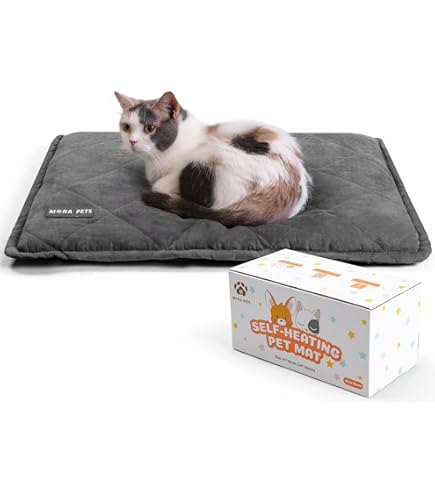 Mora Pets Self Warming Cat Bed For Indoor Cats Fluffy Self Heating Pet Pad Removable Washable Cover Non Slip Dog Bed Small Dogs Beige 24 18