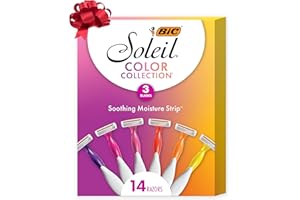 BIC Soleil 3 Colors Women's Disposable with 3 Blade Razors, Aloe Vera and Vitamin E Lubricating Strip for Enhanced Glide, 14-Pack, Stocking Stuffers for Women