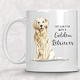 Babimarkeebei Life is Better with a Golden Retriever Mug Dog Lover Coffee Cup Gift for Her 11OZ Funny Coffee Mug Double Side Printed White Tea Cup
