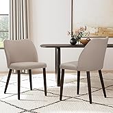 COLAMY Upholstered Dining Chairs Set of 2, Modern Fabric Dining Room Kitchen Side Chair with Padded Seat and Wood Legs for Re