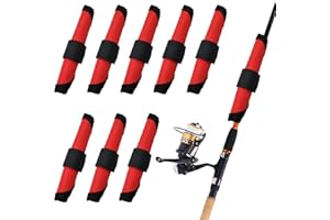 Thrseely 8 Pack Fishing Lure Covers 6" Rod Armour Fishing Lure Wraps with Durable Fishing Hook Cover Lure Shield Bait Storage Protector Easily See Bait Glove to Keep Fishermen Fishing Safe, Red