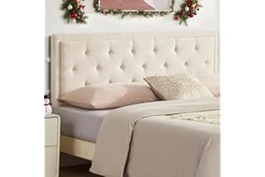Howjoe Upholstered Queen Headboard Only, Tufted Headboard Queen Size, Solid Wood Height Adjustable Modern Head Boards with Durable Metal Legs from 37" to 51", Linen Dorm Bed Headboards Only, Beige