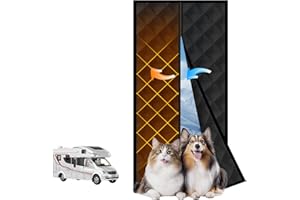 CCBASEBALL Magnetic RV Insulated Door Cover for Winter, 33'' x 80'' RV Door Insulation Curtain with Thickened Cotton, Waterproof Thermal Insulated Door Blanket for Motorhome,Travel Trailers, Camper