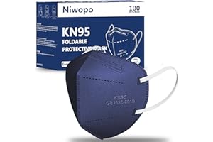 Niwopo KN95 Face Mask 100 Pack, Individually Wrapped, 5-Ply Breathable Comfortable Safety Mask Filter Efficiency≥95% Against PM2.5 Navy Blue masks