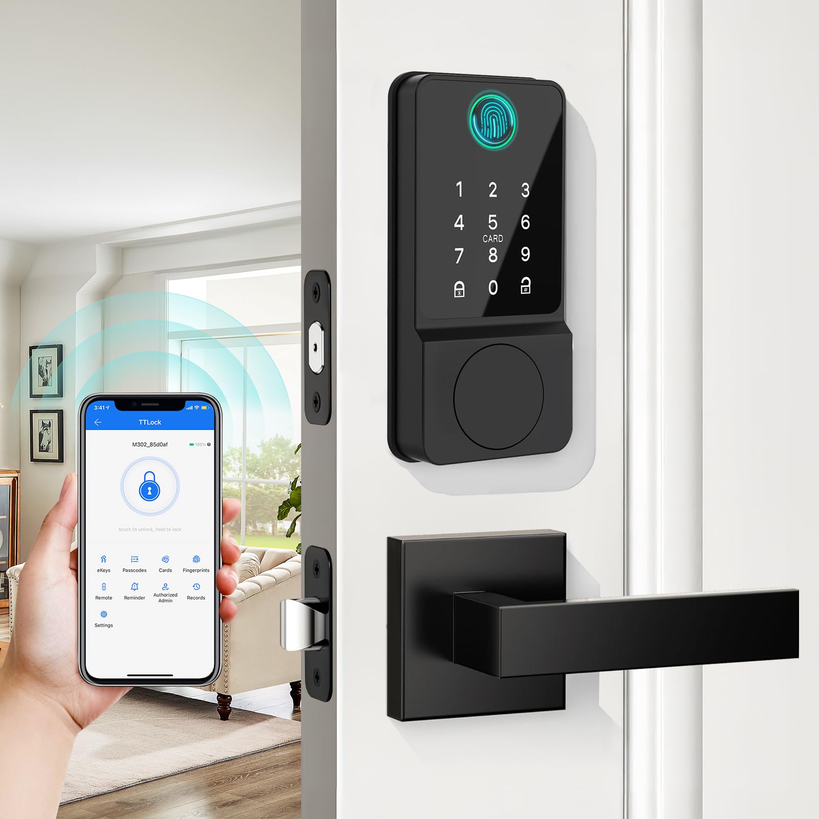Mutak Smart Door Lock Set Keyless Entry Fingerprint Touchscreen Keypad ...