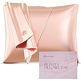 ENVISKIN 100% Mulberry Silk Pillowcase Infused with Silver Ions - Pure 22 Momme Grade 6A Fibers for Beautiful Skin and Hair - Cooling Pillow Case Protector with Zipper