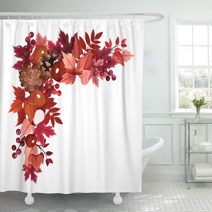 Emvency Fabric Shower Curtain Curtains with Hooks Brown