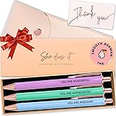 She Does It Fancy Pen Set For Women - Inspirational Nice Teacher Pens | Pretty Motivational Thank You Gifts | Cute Positive Work, Office, Promotion, Coworkers, Intern, Gratitude & Job Motivation Gift