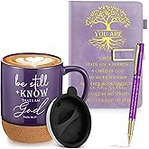 Pickmesh Easter Christian Gift for Men Women A5 Leather Bible Journal and Man of God Pen 15 oz Cork Ceramic Mug Religious Gift for Church Pastors Couples Employee(Purple)
