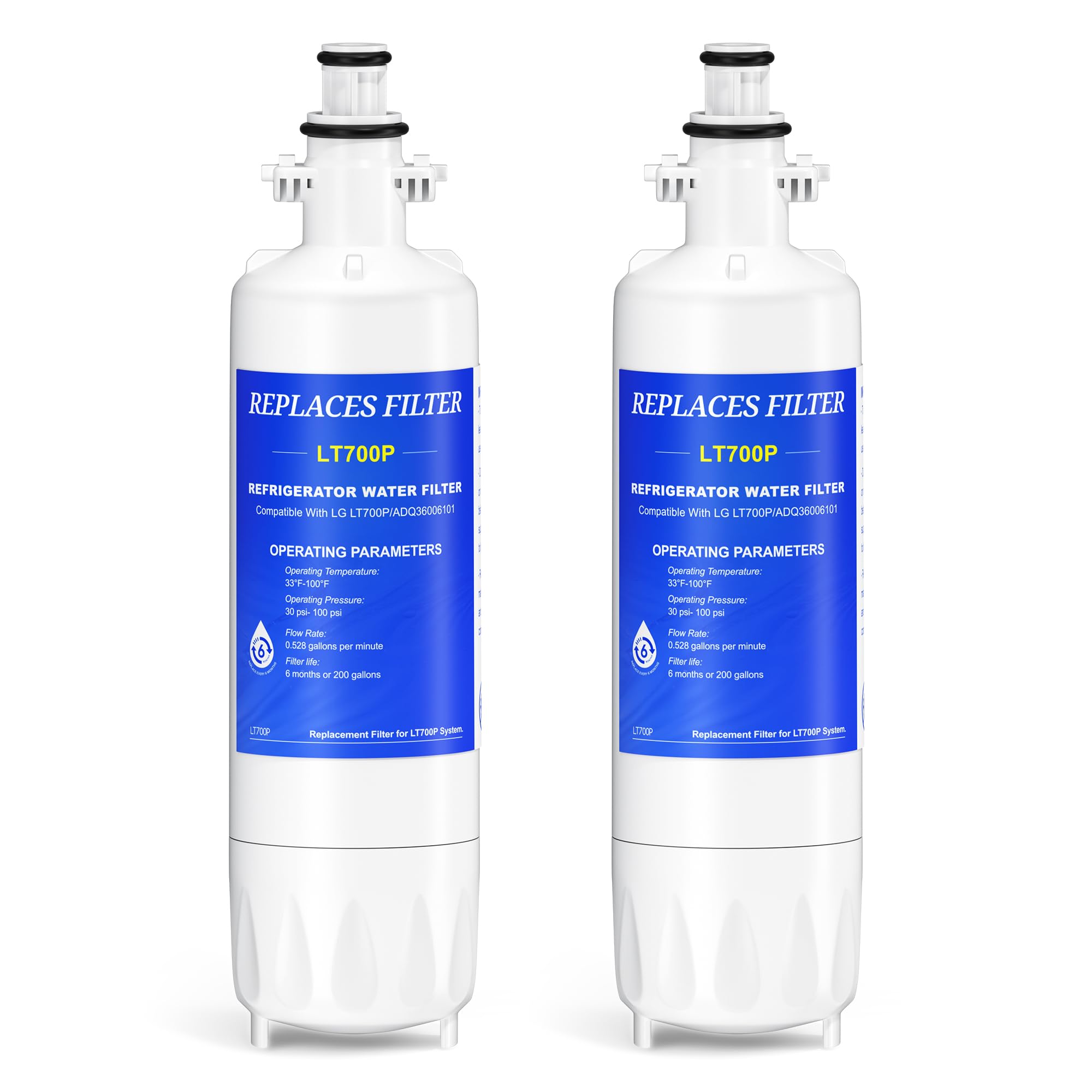Photo 1 of Water Filter Compatible with LG LT700P, LT700PC, ADQ36006101, ADQ36006101-s, Kenmore 9690, 469690, LFXS29766S, 2 Pack, By CHOPLO
