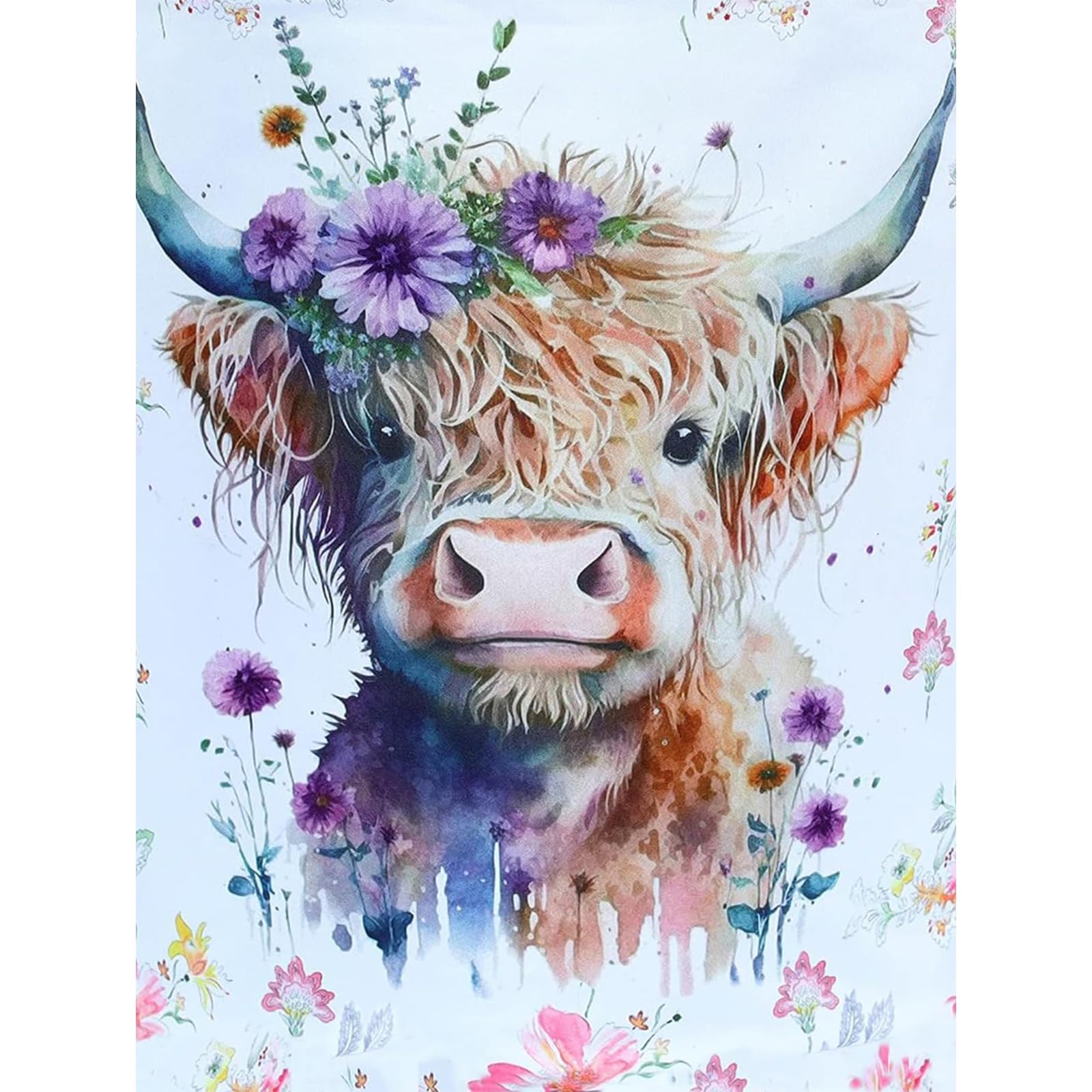 TOSTOG 5D Diamond Painting Kits Cow,Diamond Art Kits for Adults Round Full Drill Diamond Art Animals Picture Crystal Art for Home Wall Decor 30x40cm/12x16inch