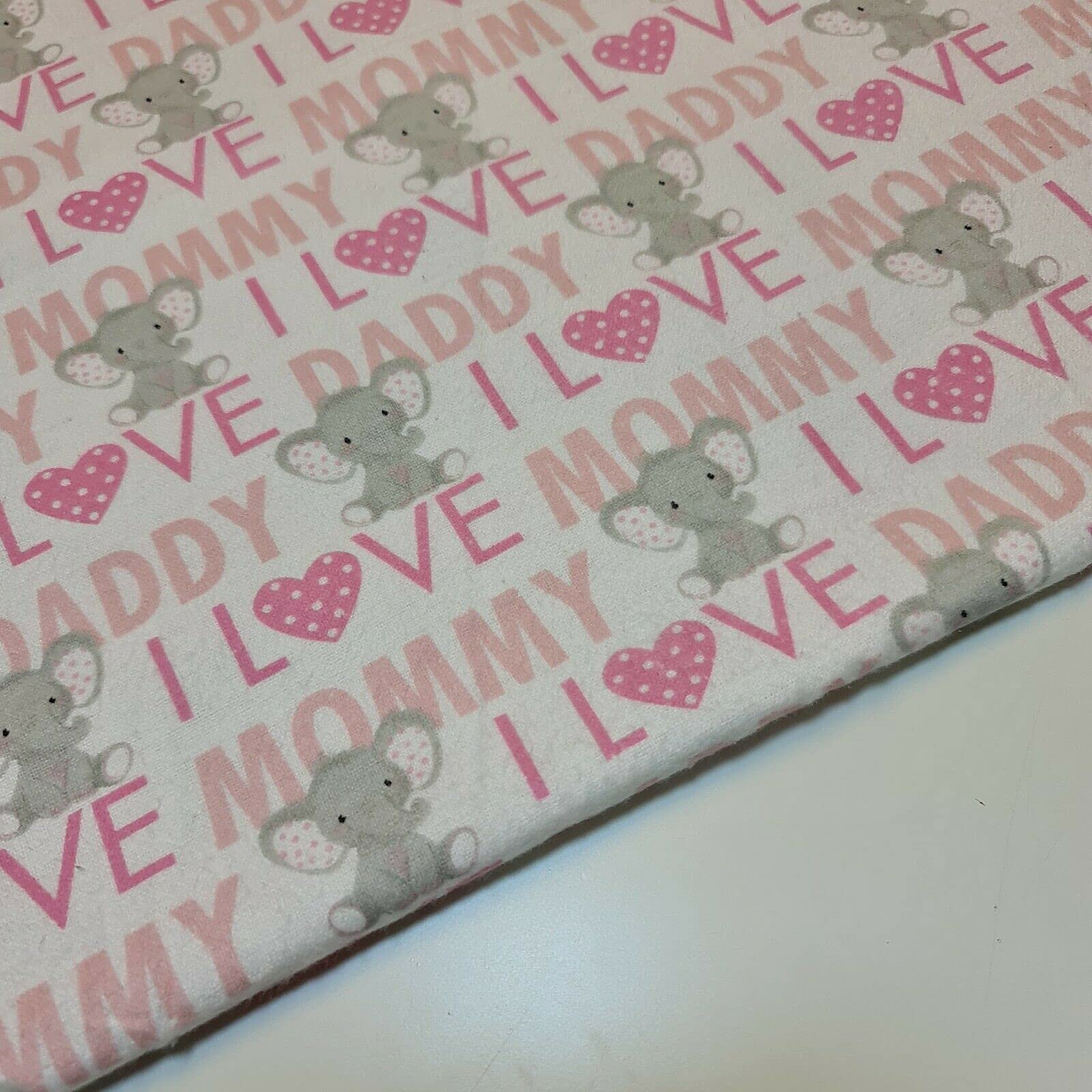 100% Brushed Cotton Flannel Fabric Tartan Winceyette Craft Dress Material 44" - 112 cm Wide Sold As 1 Meter Pre - Cut Lengths (Love Mum & Dad (Pink))