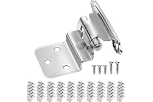 DONANIM 3/8" Cabinet Hinge Satin Nickel,50 Pack (25 Pairs) Self Closing Hinges for Kitchen/Bathroom/Furniture Cabinets & Doors,Decorative Cabinet Hardware Kitchen Cabinet Door Hinges