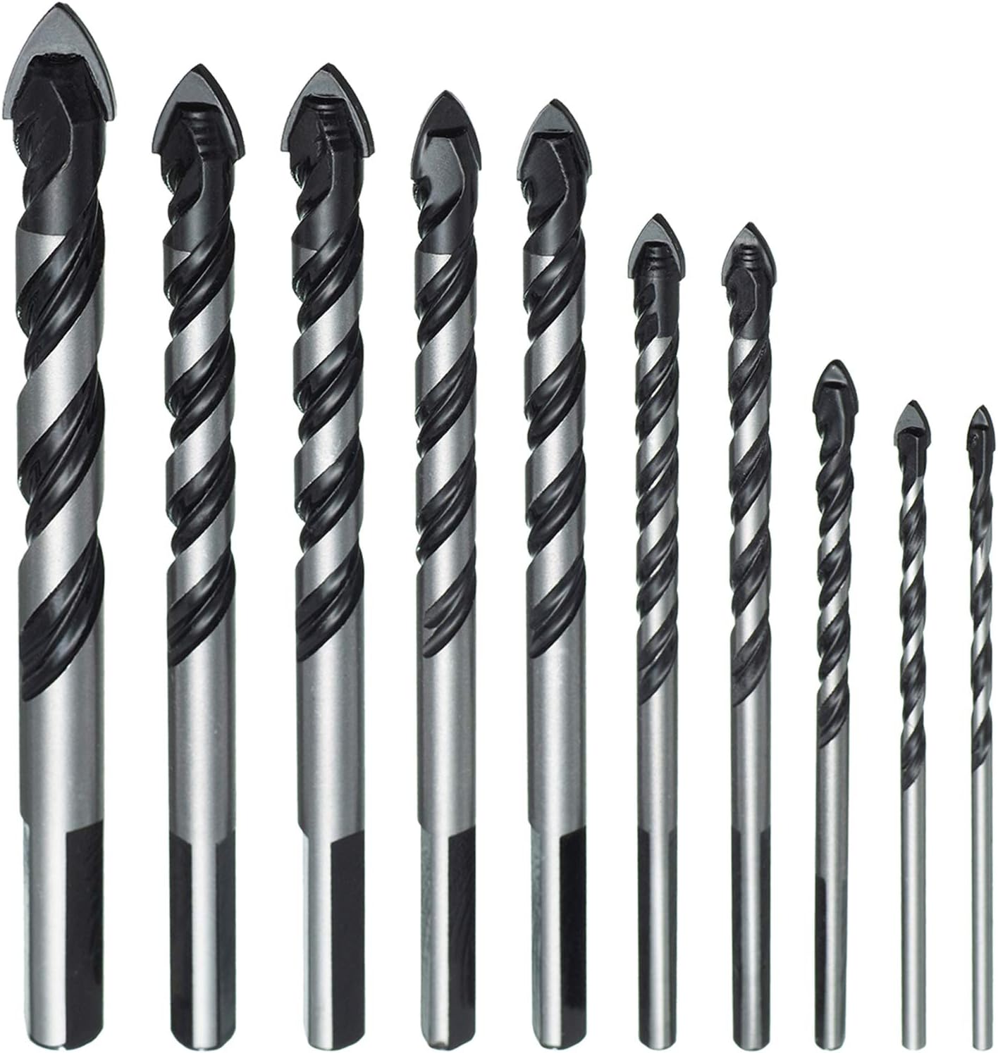 HPMAISON Tile Drill Bit, 10PCS Professional Tungsten Carbide Drill Bit for Ceramic Tile Porcelain, Brick, Granite Marble