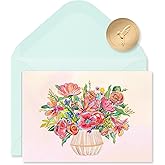 Papyrus 14-Count All Occasion Blank Stationery Notes, Vase of Flowers