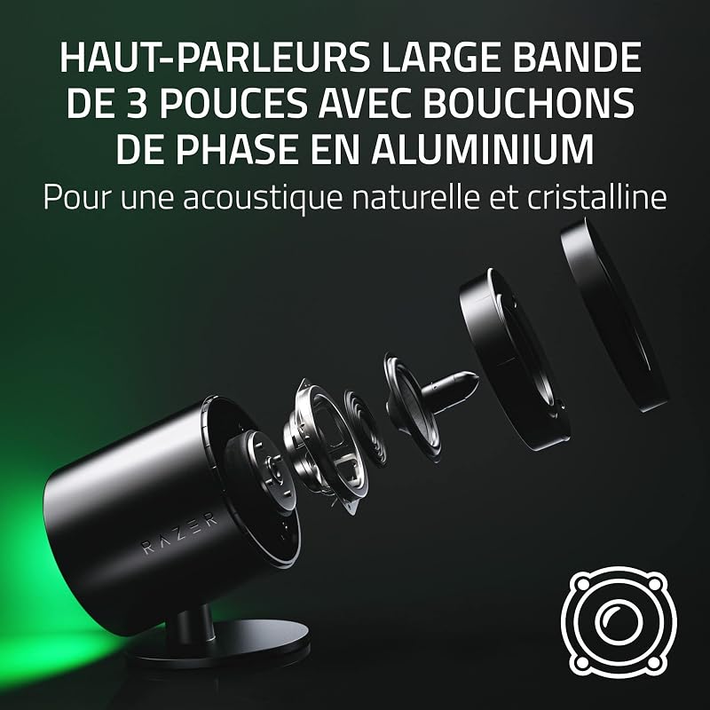 Nommo V2 Pro - Enceintes Gaming 2.1 à Large Bande pour PC avec Caisson de Basses Sans Fil (Haut-Parleurs Large Bande de 3 Pouces avec Bouchons de Phase en Aluminium, THX Spatial Audio) Noir