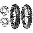 CWTD 70/100-17 Front & 90/100-14 Rear Wheels Tires Set with Disc Rotors for Dirt Pit Bikes