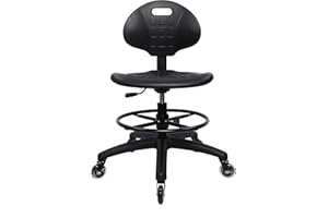 TAKE UR SEAT® Polyurethane Drafting Lab Stool Chair, 18" Adjustable Footring, 8" Adjustable Height, 450 lbs seat Capacity, Heavy Duty, Shipped Within 24 Hours Med. Bench Height (Rubber Caster)