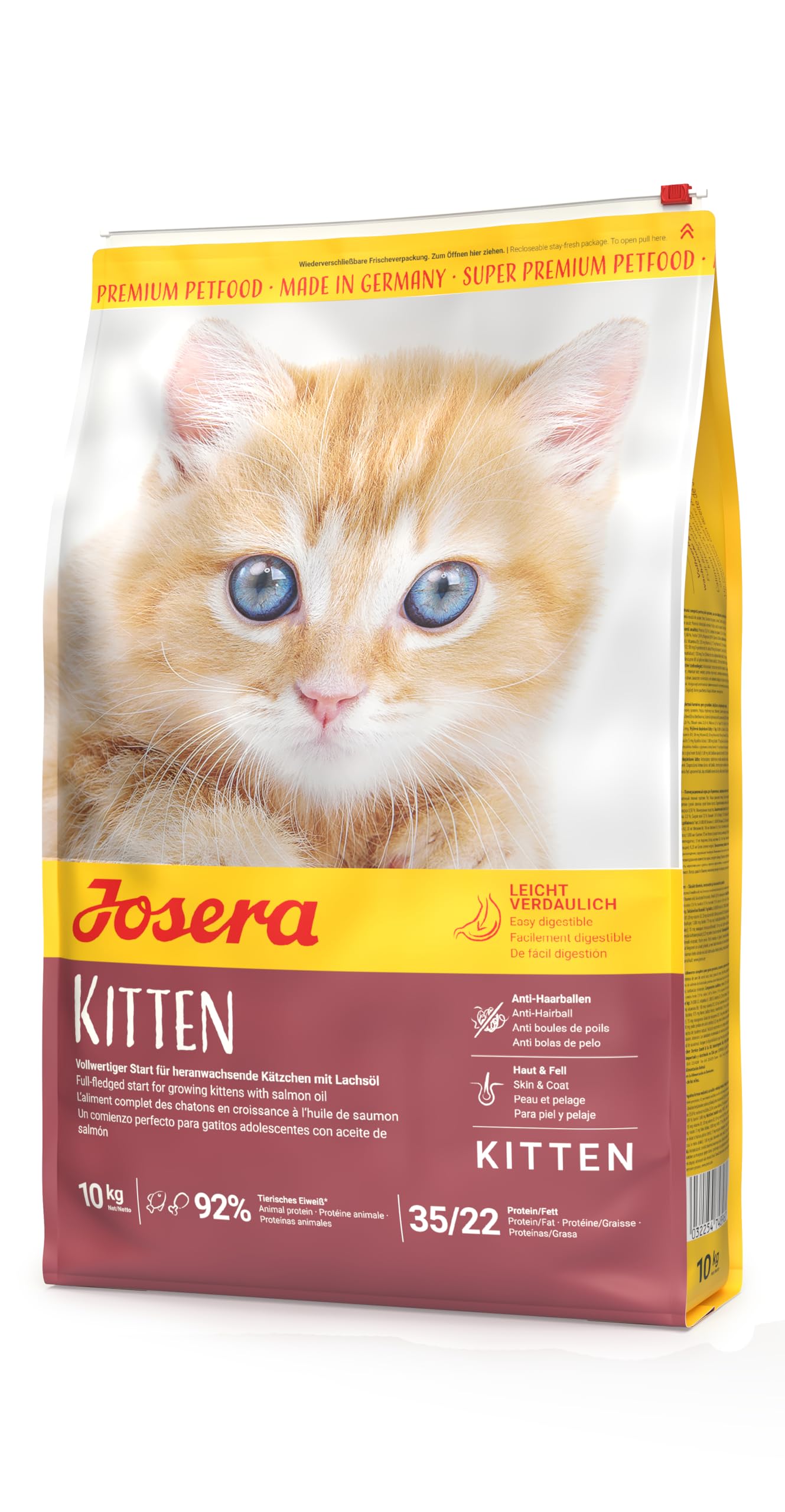 Josera Kitten complete food | Growing kittens | Pregnant & nursing mothers | Optimal development | Omega 3 | Anti-Hairball | Gluten free | Skin & Coat | 10kg