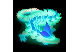 Flavery 3D Printed Dragon - 24 inch Large Pearly Sheen Articulated Dragon Fidget Toy, 3D Printed Gift for Birthday, Figurine Decor(Glow Rainbow)