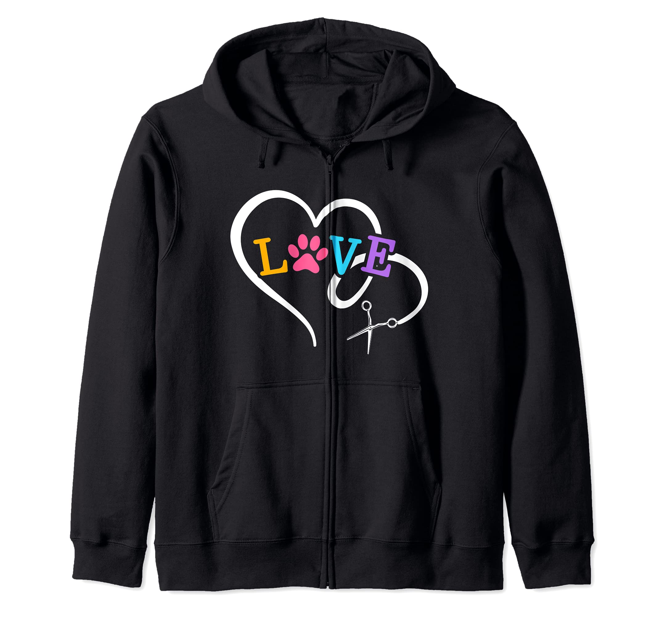 Cute Dog Groomer Animal Heart Puppy Grooming Love Zip Hoodie
