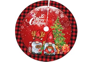 DORKEIXIA Red Black Buffalo Plaid Gnome Christmas Tree Gift 36 Inch Christmas Tree Skirt Round Winter Snow Suitable for Christmas Xmas Halloween Holiday Party Decor Decoration Occasion