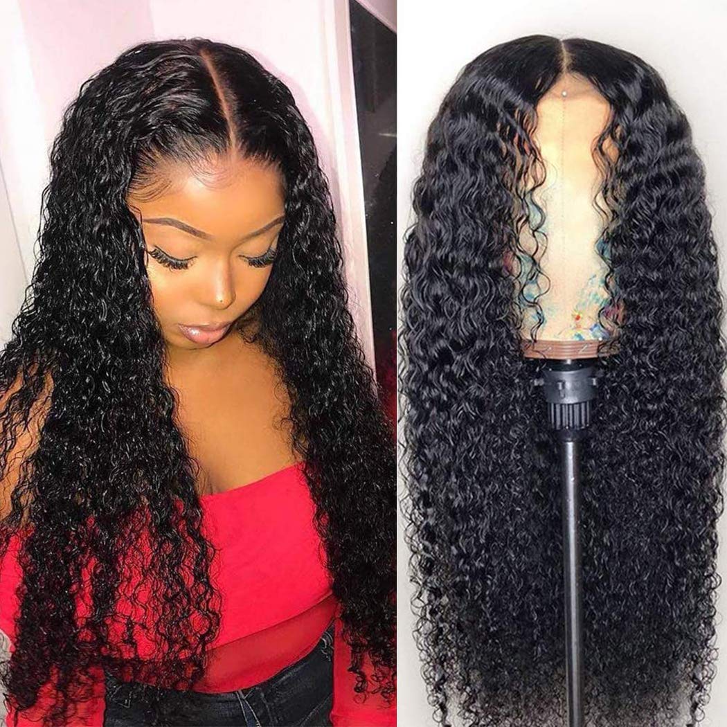 Lace Front Wigs Human Hair Pre Plucked, 150% Density Brazilian Kinky Curly Lace Frontal Wigs Human Hair with Baby Hair for Black Women(24''curly)