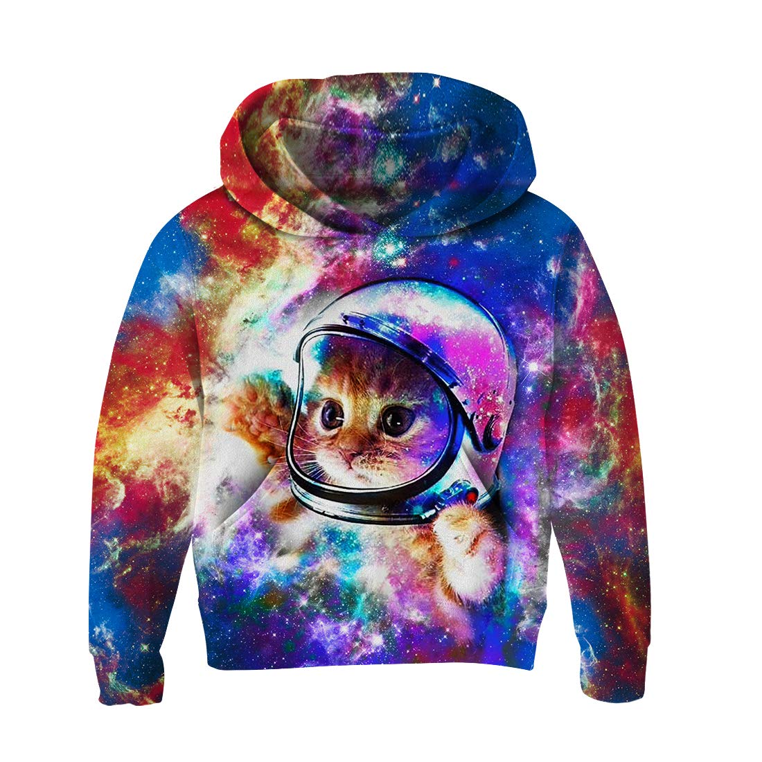RAISEVERN Teen Jungen Mädchen 3D Print Katze im Raum Lässige Sweatshirts Langarm-Tasche Pullover Kapuzenpullover 5-8 T Kids